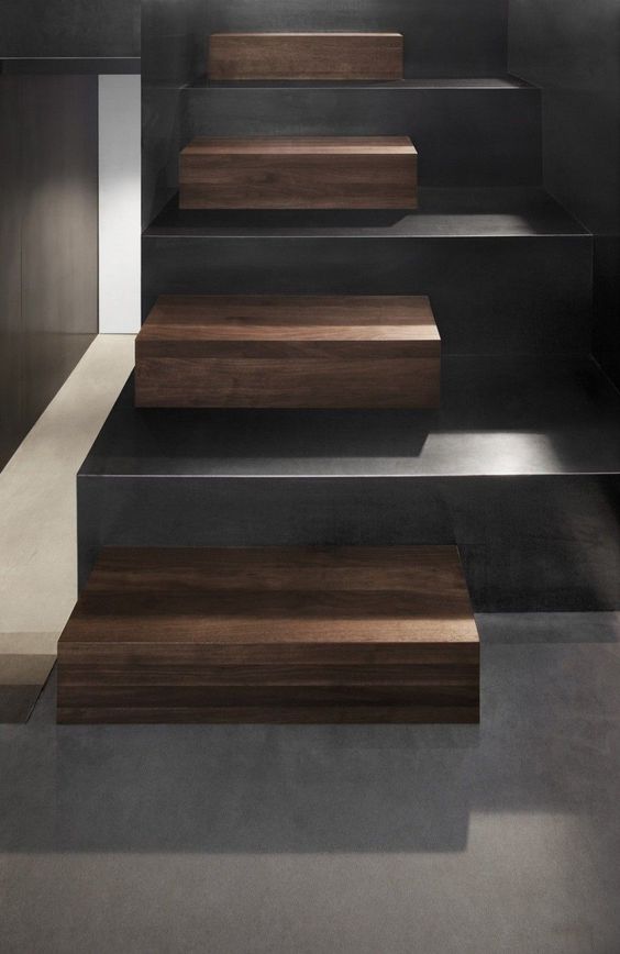 Minimalist Wood and Concrete Stairs